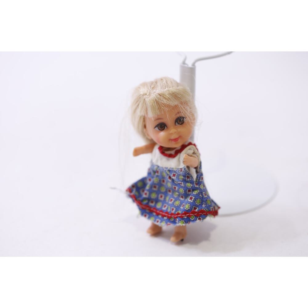 1960s, Liddle Kiddles Mini Doll, FLAWED, Blonde Hair Blue Dress ~ 251210-WH 1372
